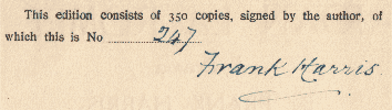 Specimen Frank Harris signature
