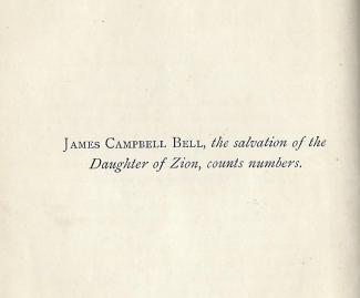 James Campbell Bell, the salvation of the Daughter of Zion, counts numbers.